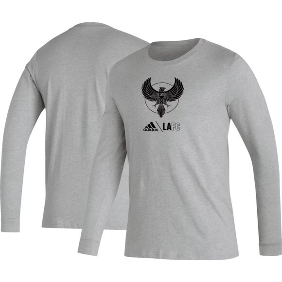 LAFC adidas Heather Gray Icon AEROREADY Long Sleeve T-Shirt NWT Sz XL - Picture 1 of 2